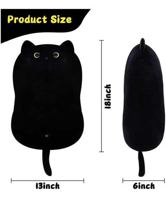 iBccly Black Cat Plush Toy: Soft, Stuffed Animal Pillow, Baby Sofa Decoration, Cat-shaped Design