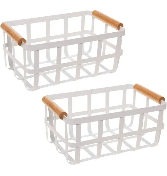 Simplify Metal Basket with Bamboo Handles