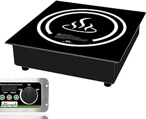 Winco EIDS-18C Commercial-Grade Drop-In Induction Cooktop Burner with NEMA 5-20P Plug, 1800W, 120V