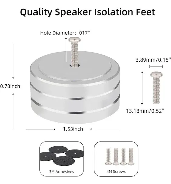 Monosaudio Isolation Feet HiFi Feet 4pcs 40x20mm Aluminum Universal Turntable Feet with Non-Slip Rubber Rings No Need Adhesive for Audio,Speakers