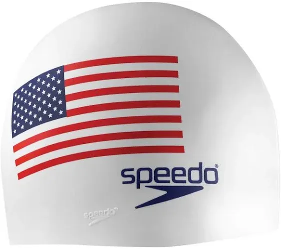 SPEEDO Silicone USA Flag Cap (White or Black)