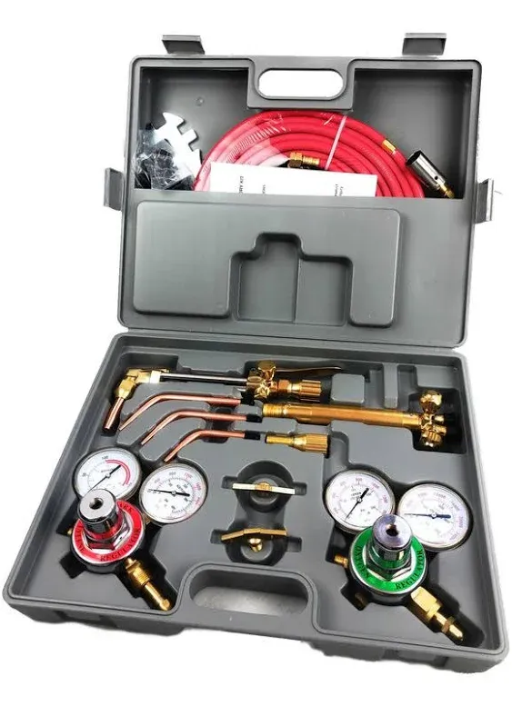 XtremepowerUS Oxy Acetylene Welding Cutting Torch Brazing with 3 Nozzle 15' ft Hose Gauge Regulator Set Carrying Case