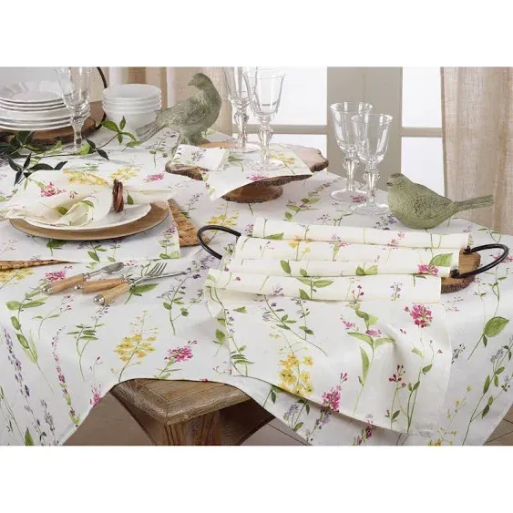 Watercolor Floral Stems Linen Runner - Saro Lifestyle 1015.OW16108B