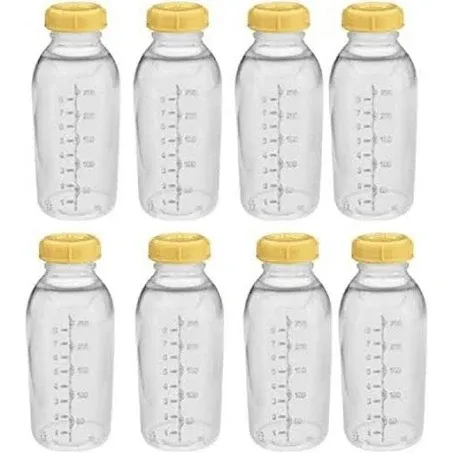 Medela Breastmilk Collection Storage Feeding Bottle with Lids-8 Pack (8 Bottles and 8 Lids)w/lid 8oz /250ml