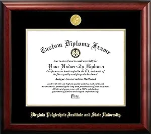 Campus Images VA999GED Virginia Tech Embossed Diploma Frame, 13.5" x 15.5", Gold