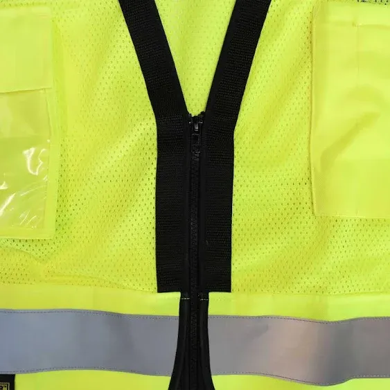 Radians SV59ZT Heavy Duty Surveyor Tether Vest with Zipper Hi-Vis Green / 2x