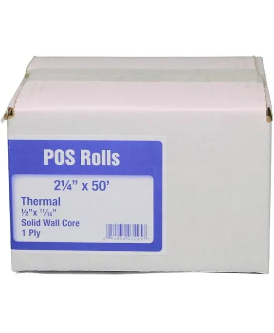 Alliance Thermal Paper Receipt Rolls, 2 1/4' x 50', White, 50 Rolls