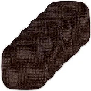 Sweet Home Collection Cushion Memory Foam Chair Pads Honeycomb Nonslip Back Seat Cover 16" x 16" Brown, Pack of 6