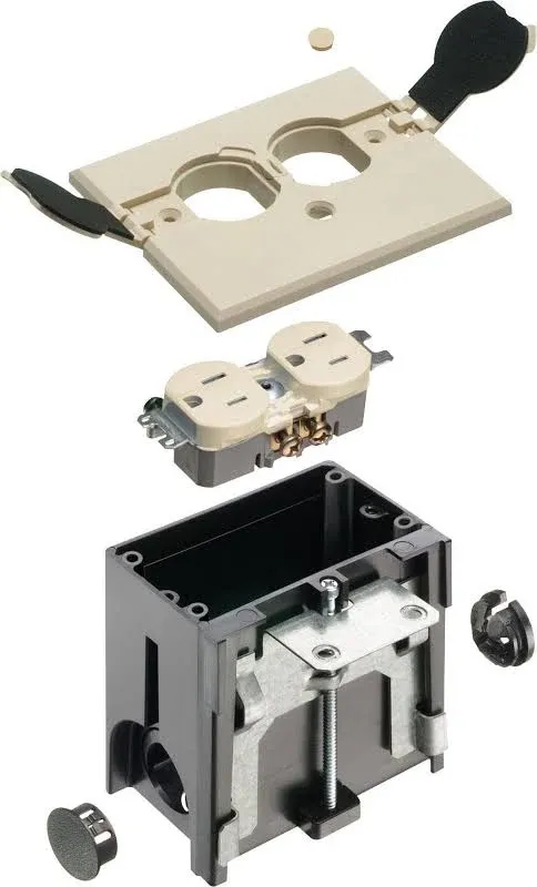 Arlington FLBAF101LA-1 Adjustable Floor Box Kit with Outlet and Flip Plate, for ...