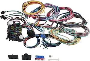 WMPHE 21 Circuit Wiring Harness Kit, Universal Extra Long Wire Harness, Compatible with GM Chevy Ford Chrysler Mopar Hotrods Ratrods, Replacement Complete Automotive Electrical Wiring Harness