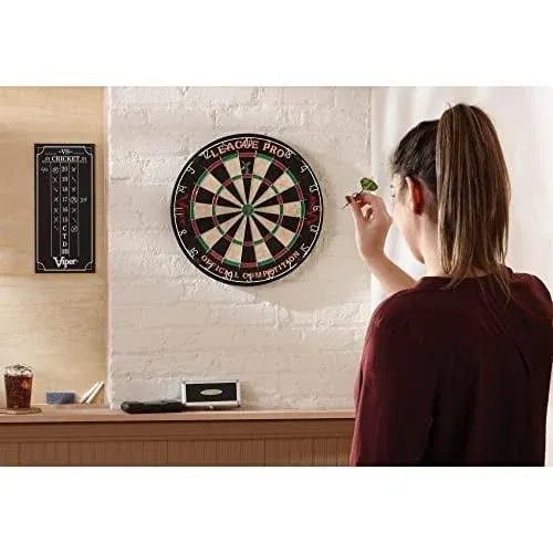 Viper League Pro Regulation Bristle Steel Tip Dartboard Starter Set with Staple-Free Bullseye, Radial Spider Wire, High-Grade Sisal with Rotating