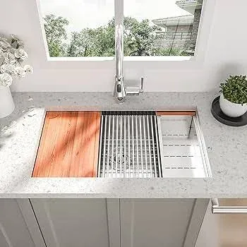 33 Undermount Kitchen Sink - Beslend 33x19 Inch Under Counter Sink Single Bowl Workstation Kitchen Sinks Stainless Steel 16 Gauge 10 Inch Deep Ledge Kitchen Basin