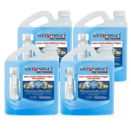 Wet & Forget Outdoor Moss, Mold, Mildew, & Algae Stain Remover Multi-Surface Cleaner, Ready to Use, 64 Fluid Ounces, 4 Pack