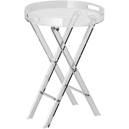 VEVOR Acrylic Folding Tray Table Acrylic End Table Folding X-Leg for Living Room