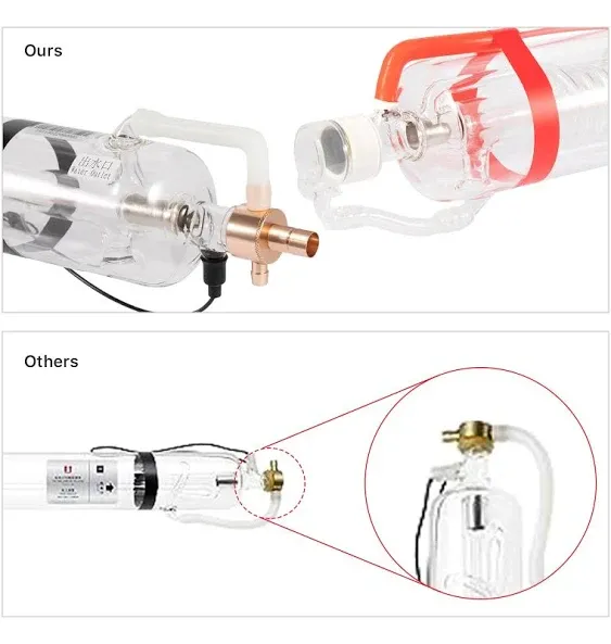 Cloudray 90W CO2 Laser Tube Length 1250mm Dia.80mm Metal Head Glass Pipe NEW