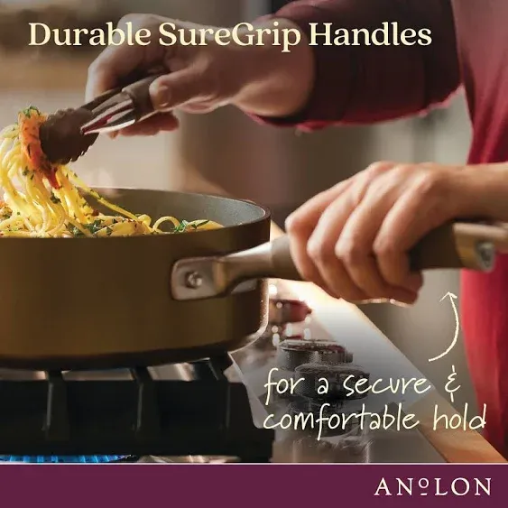 Anolon Advanced 12 inch Hard Anodized Nonstick Deep Frying Pan with Lid, Bronze