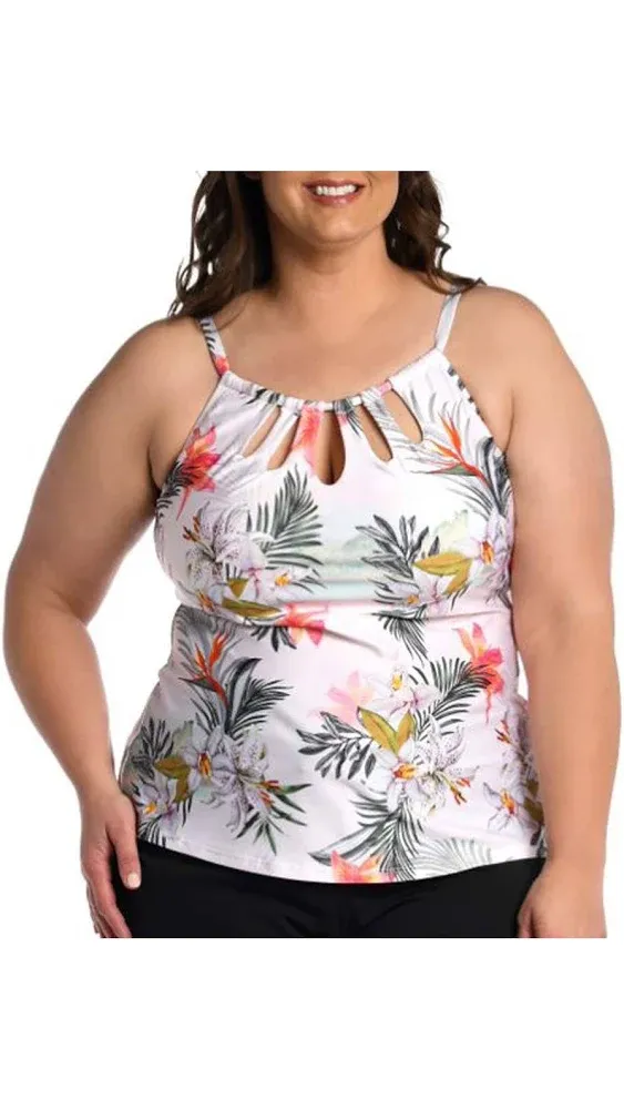 High Neck Adjustable Neckline Tankini Swimsuit Top