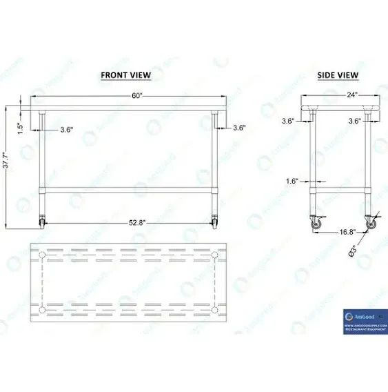 24" x 60" Stainless Steel Work Table with Undershelf Casters