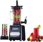 Ovente 13.5 oz. 1000-Watt Black Robust Professional Blender with BPA Free, Blender Jar Travel Mug and Tamper