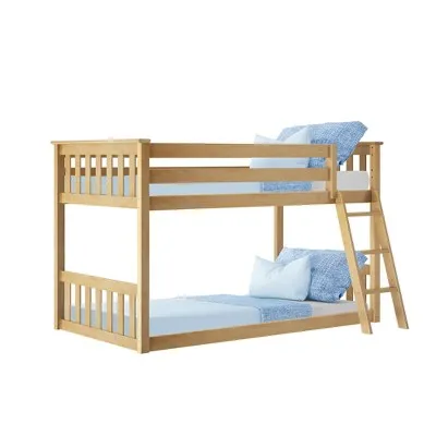 Max & Lily Twin Over Twin Low Bunk Bed, Natural