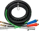 Ailbiuko 3 in 1 Air Lines for Tractor Trailer, 12 ft Semi Truck Air Hose Kit ABS 7 Way Electrical Cable and Rubber Air Line Hose Wrap As