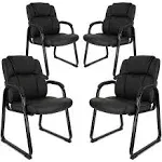 edx Leather Waiting Room Chairs with Padded Arms Set of 2 Executive Office Reception Guest Chair No Wheels for Conference Room