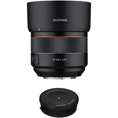 Samyang AF 85mm f/1.4 EF Lens with Lens Station Kit for Canon EF