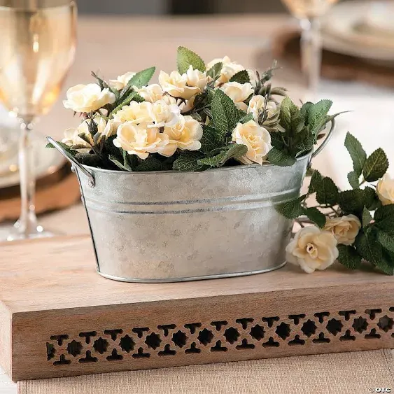 Galvanized Oval Bucket Container Centerpiece 5" x 9" - Rustic Wedding and Home Decor