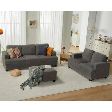 Papajet Sofa, 2 Piece Set Comfy Couch with Ottoman, Modern Sofa for Living Room ...