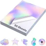 QiXin 50 Sheets Holographic Sticker Paper 8.5 x11 inch for Inkjet Printer &amp; L...