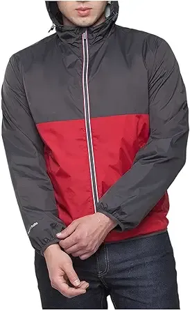 Rokka&Rolla Men's Lightweight Packable Windbreaker Water-Resistant Weatherproof Jacket