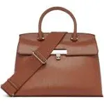 Calvin Klein Becky Turn Lock Satchel Caramel Waxed