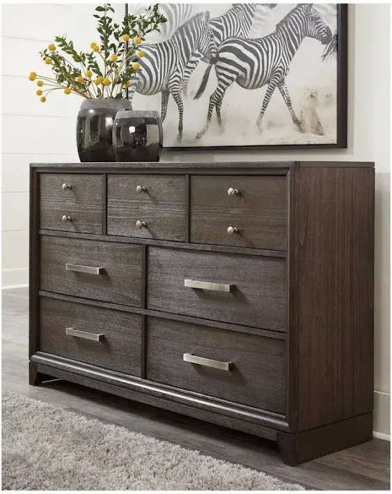 Signature Design by Ashley Brymont Mid-Century Modern 3 Drawer Chest of Drawers, Dark Gray