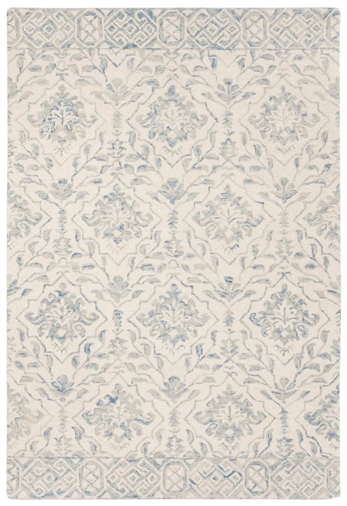 SAFAVIEH Dip Dye Collection Area Rug - 9' Square, Light Blue & Ivory, Handmade Wool, Ideal for High Traffic Areas in Living Room, Bedroom (DDY901L)