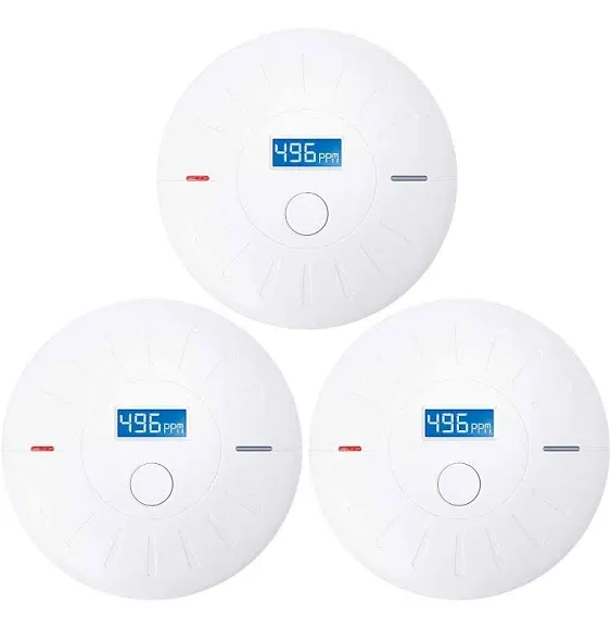 3 Pack Combination Smoke and Carbon Monoxide Detector Battery Operated, Travel P