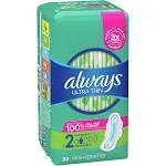 Always Ultra Thin Size 2 Long Super with Flexi-Wings Pads 32 ct Pack