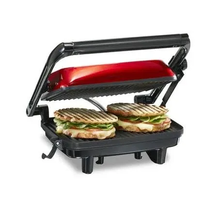 Hamilton Beach 25462Z Panini Press Gourmet Sandwich Maker, Red