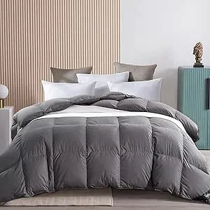 Feather Down Comforter King Size - All Season Duvet Insert King, Down and Feather King, 100% Cotton Cover Warmth Down Duvet with Corner Tabs, 106 x 90, White