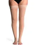 Sigvaris Sheer Women's 15-20 mmHg Open Toe Thigh High / MS / Toasted Almond