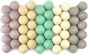 Wildflower by hu hands Raindrop Pastel Wool Felt Balls | (50) Pom Poms in Soft Natural Colors for Crafts, Garland, Felting, Decor | .8-1 Inch | Hand Felted in Nepal 100% Wool | Muslin Bag Included