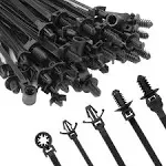 110 PCS Automotive Installation Black Push Mount Cable Zip Ties Assorted Sizes, Heavy Duty Self-Locking UV Resistant Wire Ties - For Indoor Wire Bundling, Construction, Automotive