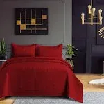 Tribeca Living Naples Oversized Quilt Set, Red, Queen