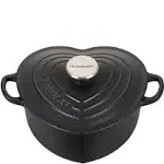 Le Creuset Signature Enameled Cast Iron Figural Heart Cocotte, 2 Quart, Licorice with Stainless Steel Knob