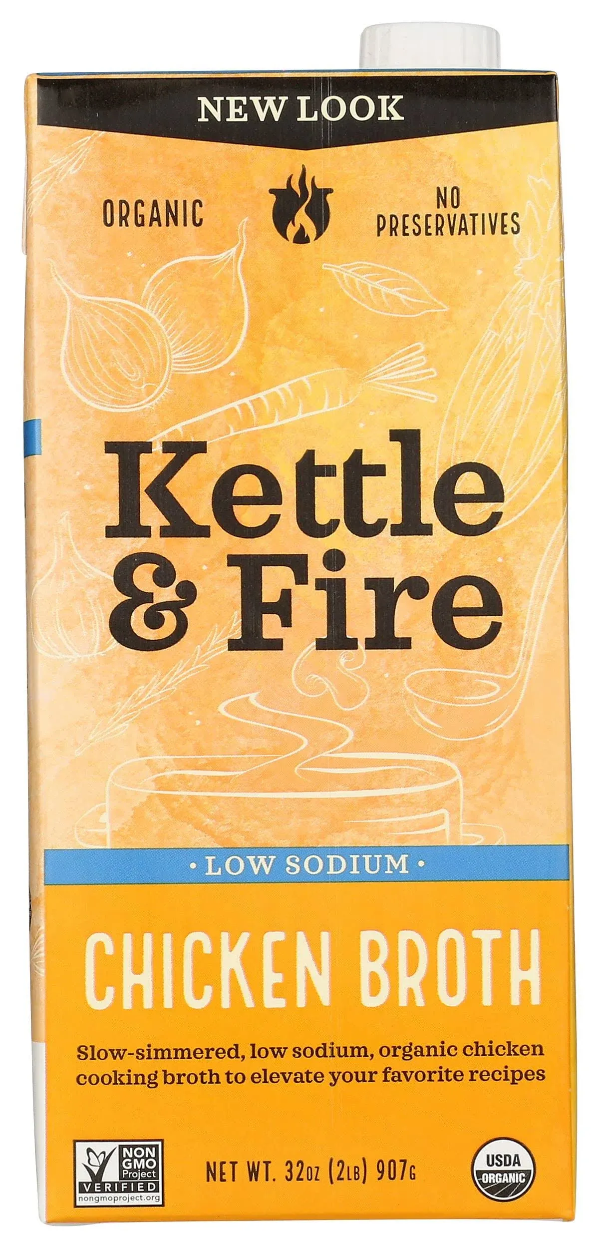 Kettle And Fire Broth Chicken Cooking Light Sodium 32 oz (Pack Of 6)