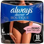 Always Discreet Boutique Incontinence Underwear, Small-Medium, Black (20 ct)