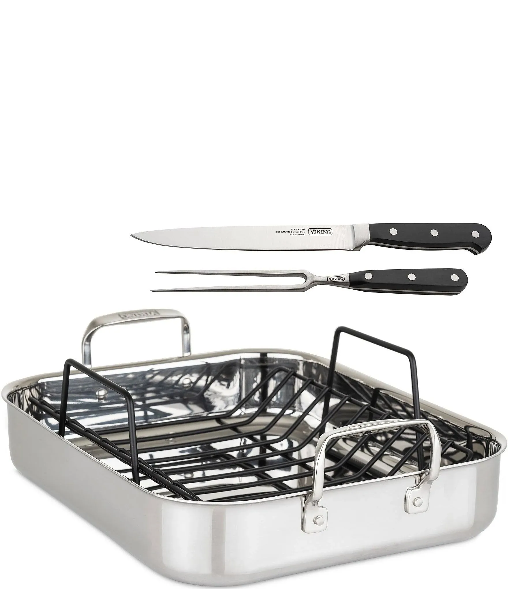 Viking 3-Ply Roasting Pan with Rack and Carving Set