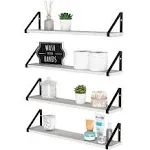 Ponza Shelves For Bathroom Over Toilet Storage 24&#034; White Floating Shelves For Wa