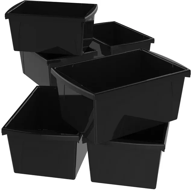 Storage Bin, Black, 6 PK