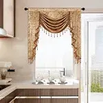 ELKCA European Curtain Valances for Living Room Luxury Window Curtains for Bedroom, Rod Pocket (W39inch,1 Panel)