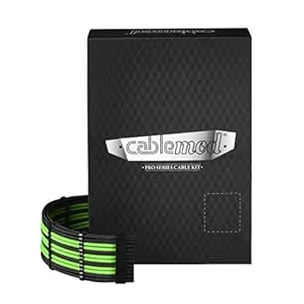 CableMod C-Series Pro ModMesh Sleeved Cable Kit for Corsair Type 4 RM Black Label/RMi/RMX (Black + Light Green)